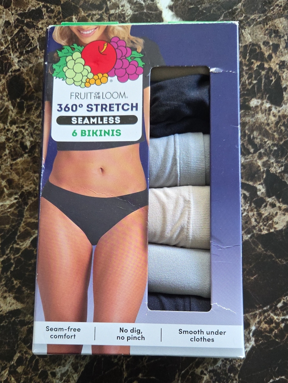 Fruit of the Loom Women's 360° Stretch Seamless Bikini Underwear, 6-Pack
